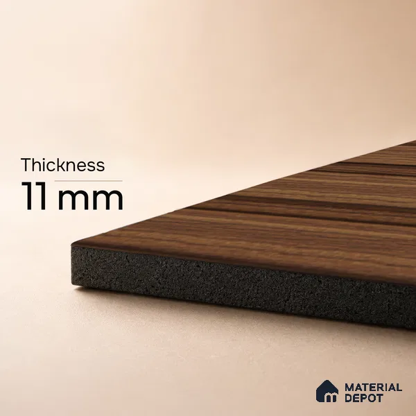 Brown Wooden Louver PN 05459 8 ft x 5 inch Charcoal Panel - 11 mm | Suitable for Feature Wall, TV Unit & Living Room | Width is Subjected to 5% Variation