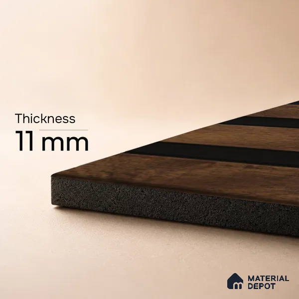 Brown Wooden Louver PN 05462 8 ft x 5 inch Charcoal Panel - 11 mm | Suitable for Feature Wall, TV Unit & Living Room | Width is Subjected to 5% Variation