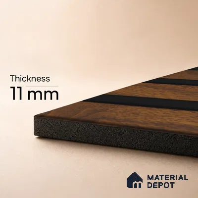 Brown Wooden Louver PN 05463 8 ft x 5 inch Charcoal Panel - 11 mm | Suitable for Feature Wall, TV Unit & Living Room | Width is Subjected to 5% Variation