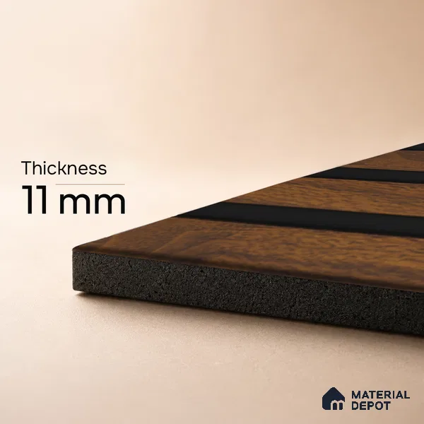 Brown Wooden Louver PN 05463 8 ft x 5 inch Charcoal Panel - 11 mm | Suitable for Feature Wall, TV Unit & Living Room | Width is Subjected to 5% Variation