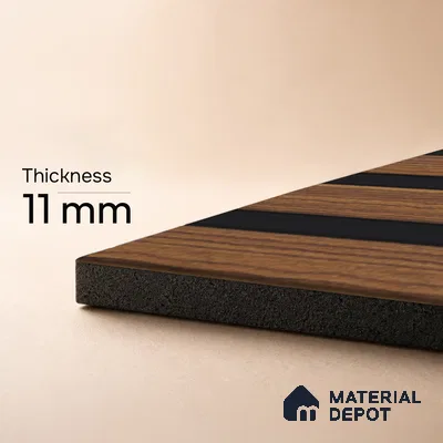 Brown Wooden Louver PN 05464 8 ft x 5 inch Charcoal Panel - 11 mm | Suitable for Feature Wall, TV Unit & Living Room | Width is Subjected to 5% Variation
