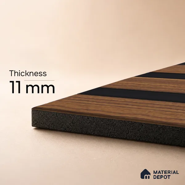 Brown Wooden Louver PN 05464 8 ft x 5 inch Charcoal Panel - 11 mm | Suitable for Feature Wall, TV Unit & Living Room | Width is Subjected to 5% Variation
