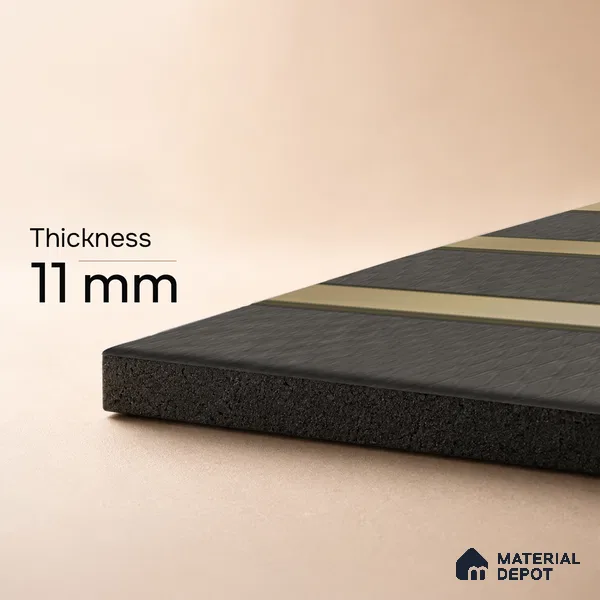 Brown Leather Louver PN 05466 8 ft x 5 inch Charcoal Panel - 11 mm | Suitable for Feature Wall, TV Unit & Living Room | Width is Subjected to 5% Variation