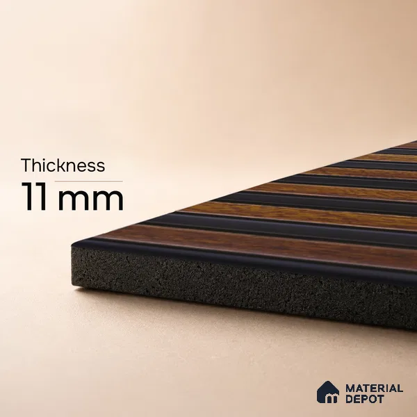 Brown Wooden Louver PN 05470 8 ft x 5 inch Charcoal Panel - 11 mm | Suitable for Feature Wall, TV Unit & Living Room | Width is Subjected to 5% Variation