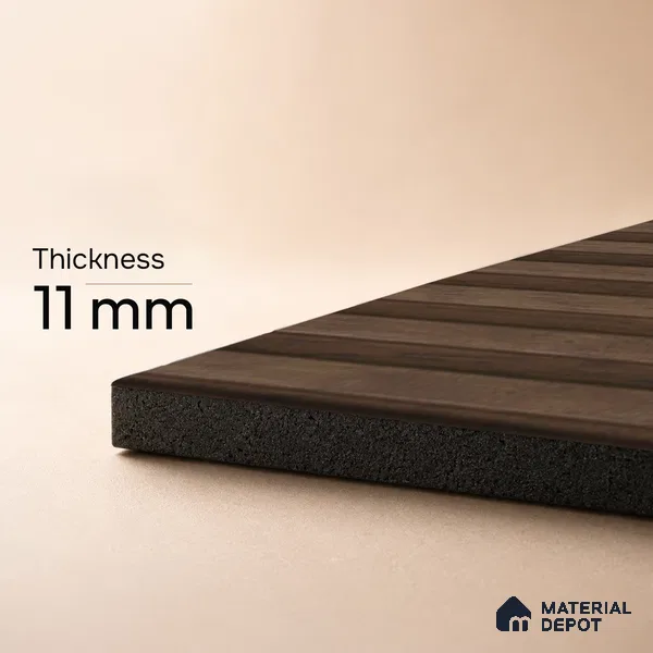 Brown Wooden Louver PN 05473 8 ft x 5 inch Charcoal Panel - 11 mm | Suitable for Feature Wall, TV Unit & Living Room | Width is Subjected to 5% Variation