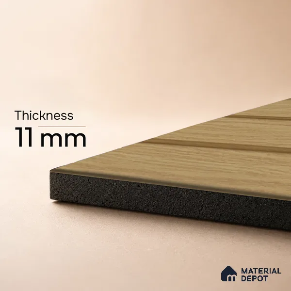 Brown Wooden Louver PN 05476 8 ft x 5 inch Charcoal Panel - 11 mm | Suitable for Feature Wall, TV Unit & Living Room | Width is Subjected to 5% Variation