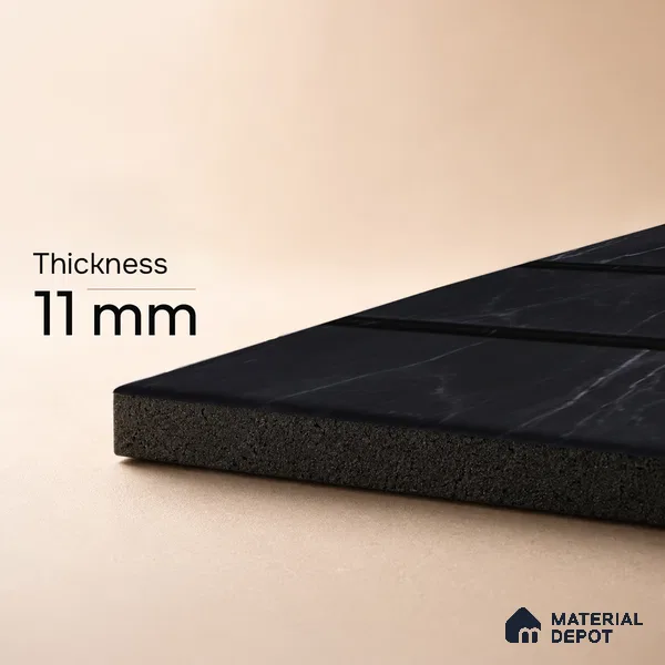 Black Marble Louver PN 05480 8 ft x 5 inch Charcoal Panel - 11 mm | Suitable for Feature Wall, TV Unit & Living Room | Width is Subjected to 5% Variation