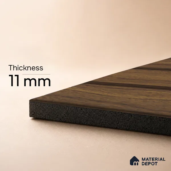 Brown Wooden Louver PN 05481 8 ft x 5 inch Charcoal Panel - 11 mm | Suitable for Feature Wall, TV Unit & Living Room | Width is Subjected to 5% Variation