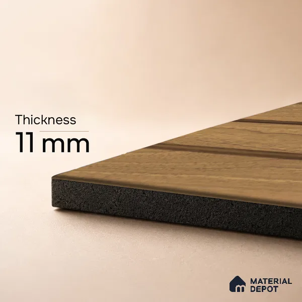 Brown Wooden Louver PN 05482 8 ft x 5 inch Charcoal Panel - 11 mm | Suitable for Feature Wall, TV Unit & Living Room | Width is Subjected to 5% Variation