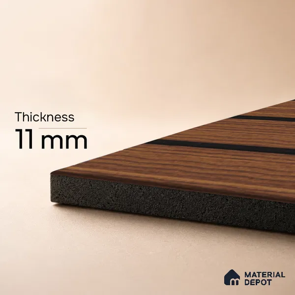 Brown Wooden Louver PN 05483 8 ft x 5 inch Charcoal Panel - 11 mm | Suitable for Feature Wall, TV Unit & Living Room | Width is Subjected to 5% Variation