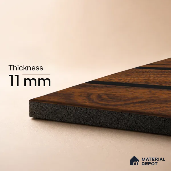 Brown Wooden Louver PN 05484 8 ft x 5 inch Charcoal Panel - 11 mm | Suitable for Feature Wall, TV Unit & Living Room | Width is Subjected to 5% Variation