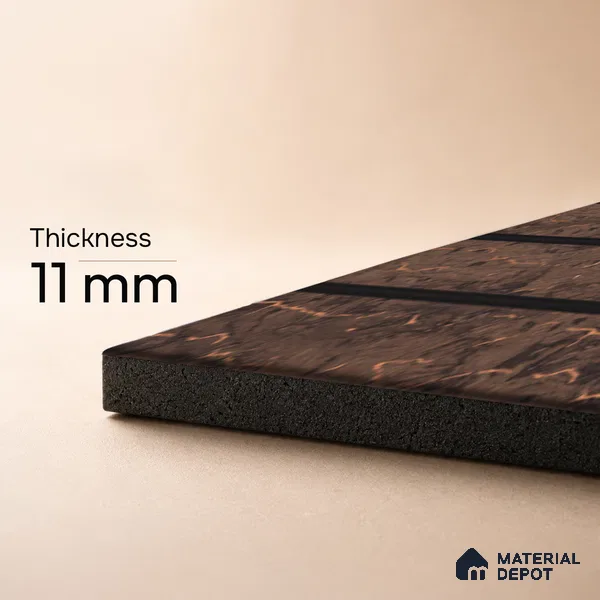 Brown Marble Louver PN 05486 8 ft x 5 inch Charcoal Panel - 11 mm | Suitable for Feature Wall, TV Unit & Living Room | Width is Subjected to 5% Variation