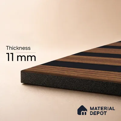 Brown Wooden Louver PN 05496 8 ft x 5 inch Charcoal Panel - 11 mm | Suitable for Feature Wall, TV Unit & Living Room | Width is Subjected to 5% Variation