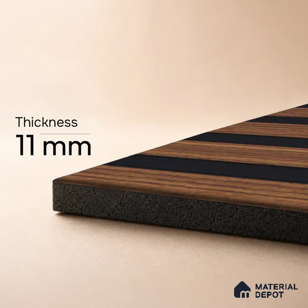 Brown Wooden Louver PN 05496 8 ft x 5 inch Charcoal Panel - 11 mm | Suitable for Feature Wall, TV Unit & Living Room | Width is Subjected to 5% Variation