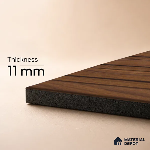Brown Wooden Louver PN 05497 8 ft x 5 inch Charcoal Panel - 11 mm | Suitable for Feature Wall, TV Unit & Living Room | Width is Subjected to 5% Variation