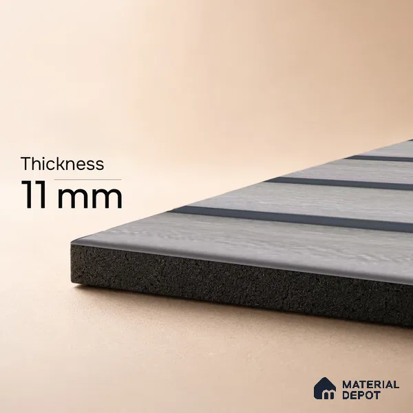Grey Wooden Louver PN 05506 8 ft x 5 inch Charcoal Panel - 11 mm | Suitable for Feature Wall, TV Unit & Living Room | Width is Subjected to 5% Variation