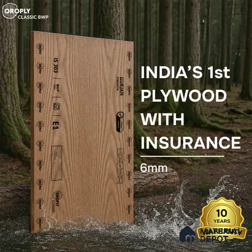 Oroply PL 00044 8 x 4 ft Classic BWP Grade | IS 303 BWP Certified Plywood - 6 mm | Warranty - 10 Years
