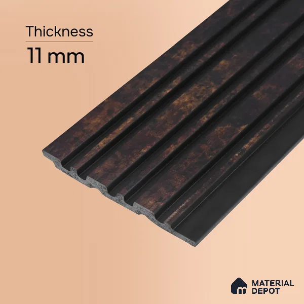 Wooden Look PN 00655 8 ft x 4.8 inch Charcoal Panel - 11 mm | Suitable for Feature Wall, TV Unit & Living Room | Width is Subjected to 5% Variation