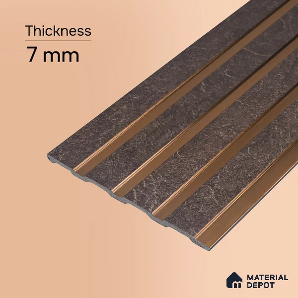 Cappucino Brown Stone Look PN 05546 8 ft x 6 inch Charcoal Panel - 7 mm | Suitable for Feature Wall, TV Unit & Living Room | Width is Subjected to 5% Variation