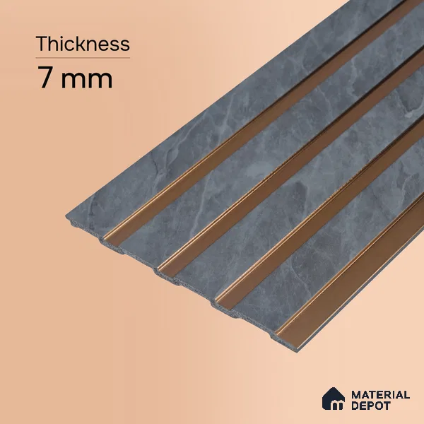 Dark Grey Stone Look PN 05635 8 ft x 6 inch Charcoal Panel - 7 mm | Suitable for Feature Wall, TV Unit & Living Room | Width is Subjected to 5% Variation