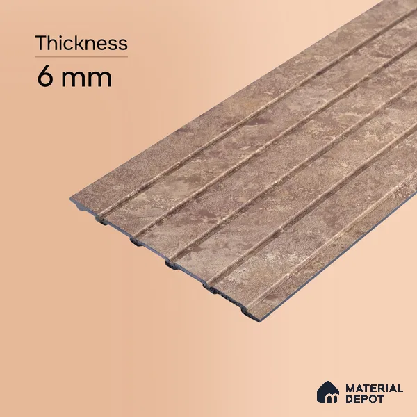 Mocha Brown Stone Look PN 06942 8 ft x 6 inch Charcoal Panel - 6 mm | Suitable for Living Room, Bedroom & TV Cabinet | Width is Subjected to 5% Variation