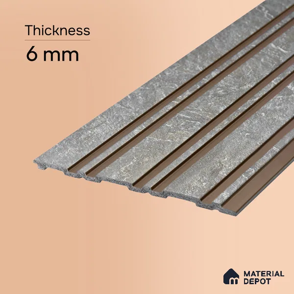 Cloud Grey Stone Look PN 07126 9.5 ft x 6 inch Charcoal Panel - 6 mm | Suitable for Feature Wall, TV Unit & Living Room | Width is Subjected to 5% Variation