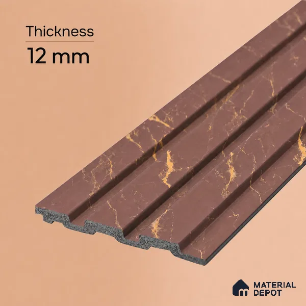 Mocha Brown Marble Look PN 06850 9.2 ft x 4.9 inch Charcoal Panel - 12 mm | Suitable for Living Room, Bedroom & TV Cabinet | Width is Subjected to 5% Variation
