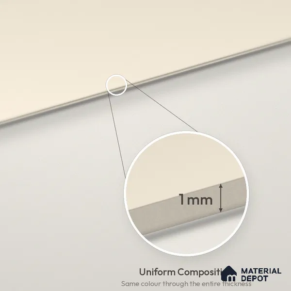 Classic Ivory Solid Colors Look LM 26028 8 ft x 4 ft Matte Finish ASA Laminate - 1 mm