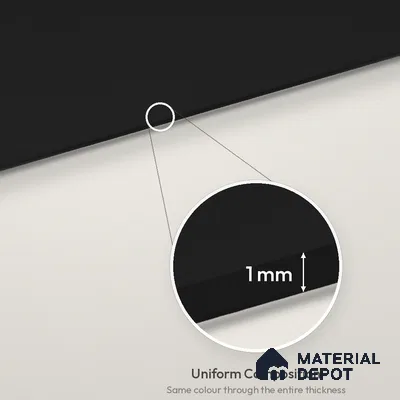 Graphite Black Solid Colors Look LM 26043 8 ft x 4 ft Matte Finish ASA Laminate - 1 mm