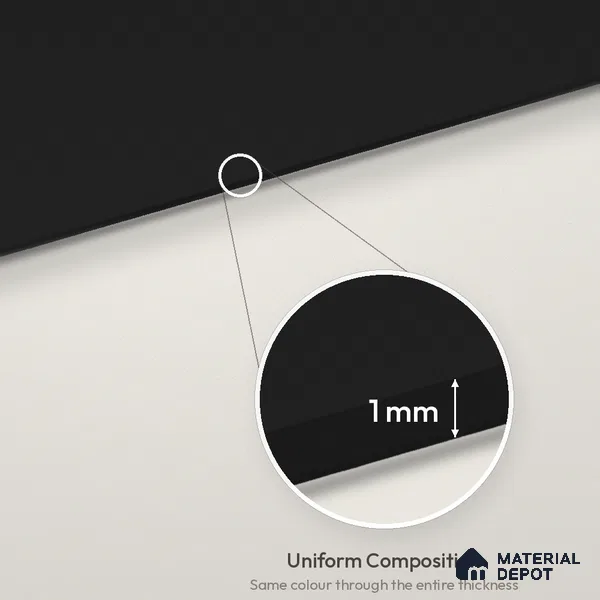 Graphite Black Solid Colors Look LM 26043 8 ft x 4 ft Matte Finish ASA Laminate - 1 mm