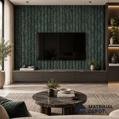 PN 06990 Cement Look Louver1 9.5 ft x 0.83 ft Texture Finish  - 10 mm | Suitable for Feature Wall, TV Unit & Living Room