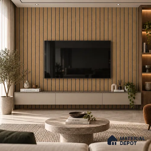 PN 06972 Patterned Look Louver1 8 ft x 0.83 ft Texture Finish  - 10 mm | Suitable for Feature Wall, TV Unit & Living Room