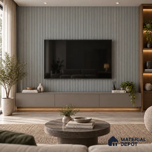 PN 07000 Stone Look Louver1 9.5 ft x 0.83 ft Texture Finish - 10 mm | Suitable for Feature Wall, TV Unit & Living Room