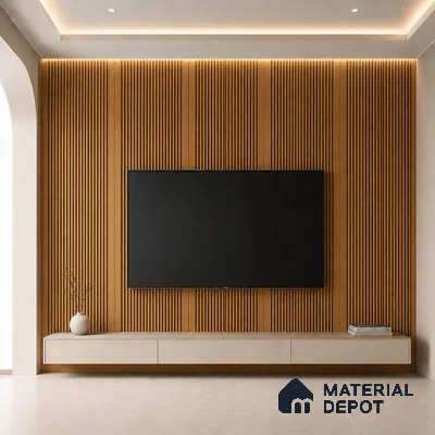 Oak Wood Ocre 10 ft x 0.68 ft (3060x208 mm) Curve Design Interior & Exterior Wall & Ceiling Panel - 10 mm | Suitable for Balcony, Facade & Open Area | Width is Subjected to 5% Variation