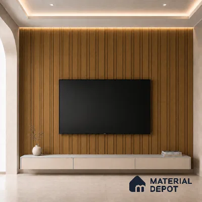 Oak Wood Ocre 10 ft x 0.5 ft (3060x150 mm) Linea Design Interior & Exterior Wall & Ceiling Panel - 15 mm | Suitable for Balcony, Facade & Open Area | Width is Subjected to 5% Variation