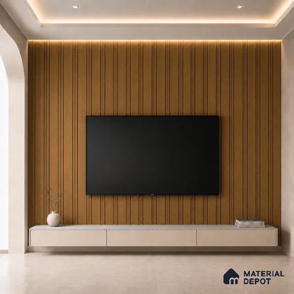 Oak Wood Ocre 10 ft x 0.5 ft (3060x150 mm) Linea Design Interior & Exterior Wall & Ceiling Panel - 15 mm | Suitable for Balcony, Facade & Open Area | Width is Subjected to 5% Variation