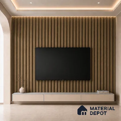 Spiced Walnut 10 ft x 0.6 ft (3060x180 mm) Arch Design Interior & Exterior Wall & Ceiling Panel - 17 mm | Suitable for Balcony, Facade & Open Area | Width is Subjected to 5% Variation
