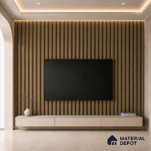 Spiced Walnut 10 ft x 0.6 ft (3060x180 mm) Arch Design Interior & Exterior Wall & Ceiling Panel - 17 mm | Suitable for Balcony, Facade & Open Area | Width is Subjected to 5% Variation