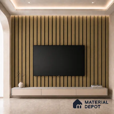 Spiced Walnut 10 ft x 0.5 ft (3060x150 mm) Dual Tone Linea Design Interior & Exterior Wall & Ceiling Panel - 15 mm | Suitable for Balcony, Facade & Open Area | Width is Subjected to 5% Variation