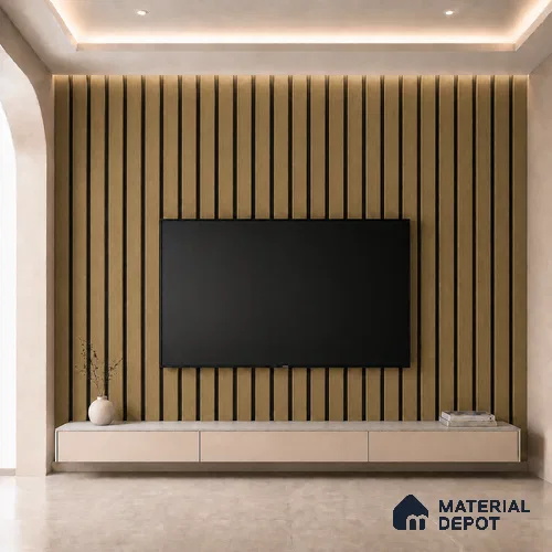 Spiced Walnut 10 ft x 0.5 ft (3060x150 mm) Dual Tone Linea Design Interior & Exterior Wall & Ceiling Panel - 15 mm | Suitable for Balcony, Facade & Open Area | Width is Subjected to 5% Variation