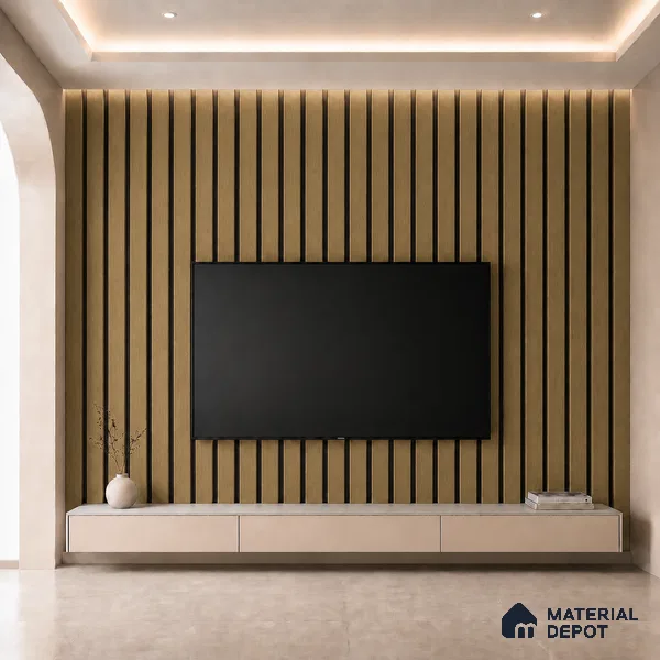 Spiced Walnut 10 ft x 0.5 ft (3060x150 mm) Dual Tone Linea Design Interior & Exterior Wall & Ceiling Panel - 15 mm | Suitable for Balcony, Facade & Open Area | Width is Subjected to 5% Variation