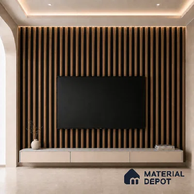 Spiced Walnut 10 ft x 0.6 ft (3060x180 mm) Dual Tone Arch Design Interior & Exterior Wall & Ceiling Panel - 17 mm | Suitable for Balcony, Facade & Open Area | Width is Subjected to 5% Variation