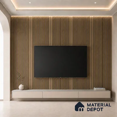 Spiced Walnut 10 ft x 0.68 ft (3060x208 mm) Curve Design Interior & Exterior Wall & Ceiling Panel - 10 mm | Suitable for Balcony, Facade & Open Area | Width is Subjected to 5% Variation