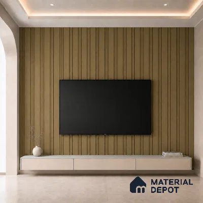 Spiced Walnut 10 ft x 0.5 ft (3060x150 mm) Linea Design Interior & Exterior Wall & Ceiling Panel - 15 mm | Suitable for Balcony, Facade & Open Area | Width is Subjected to 5% Variation