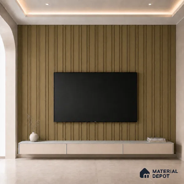 Spiced Walnut 10 ft x 0.5 ft (3060x150 mm) Linea Design Interior & Exterior Wall & Ceiling Panel - 15 mm | Suitable for Balcony, Facade & Open Area | Width is Subjected to 5% Variation