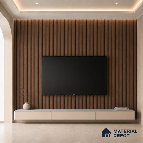 Mahogany 10 ft x 0.6 ft (3060x180 mm) Arch Design Interior & Exterior Wall & Ceiling Panel - 17 mm | Suitable for Balcony, Facade & Open Area | Width is Subjected to 5% Variation
