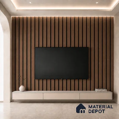 Mahogany 10 ft x 0.5 ft (3060x150 mm) Dual Tone Linea Design Interior & Exterior Wall & Ceiling Panel - 15 mm | Suitable for Balcony, Facade & Open Area | Width is Subjected to 5% Variation