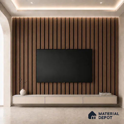 Mahogany 10 ft x 0.5 ft (3060x150 mm) Dual Tone Linea Design Interior & Exterior Wall & Ceiling Panel - 15 mm | Suitable for Balcony, Facade & Open Area | Width is Subjected to 5% Variation