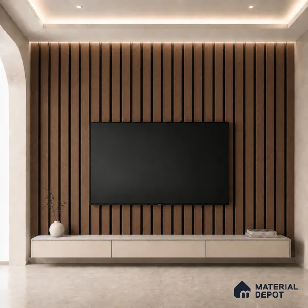 Mahogany 10 ft x 0.5 ft (3060x150 mm) Dual Tone Linea Design Interior & Exterior Wall & Ceiling Panel - 15 mm | Suitable for Balcony, Facade & Open Area | Width is Subjected to 5% Variation