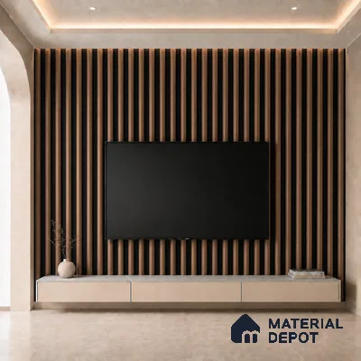 Mahogany 10 ft x 0.6 ft (3060x180 mm) Dual Tone Arch Design Interior & Exterior Wall & Ceiling Panel - 17 mm | Suitable for Balcony, Facade & Open Area | Width is Subjected to 5% Variation